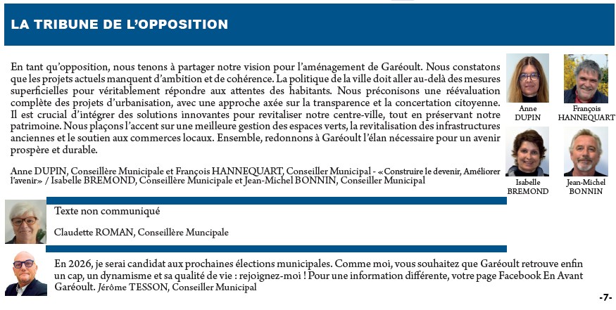 Tribune Opposition Garéoult Info Déc24