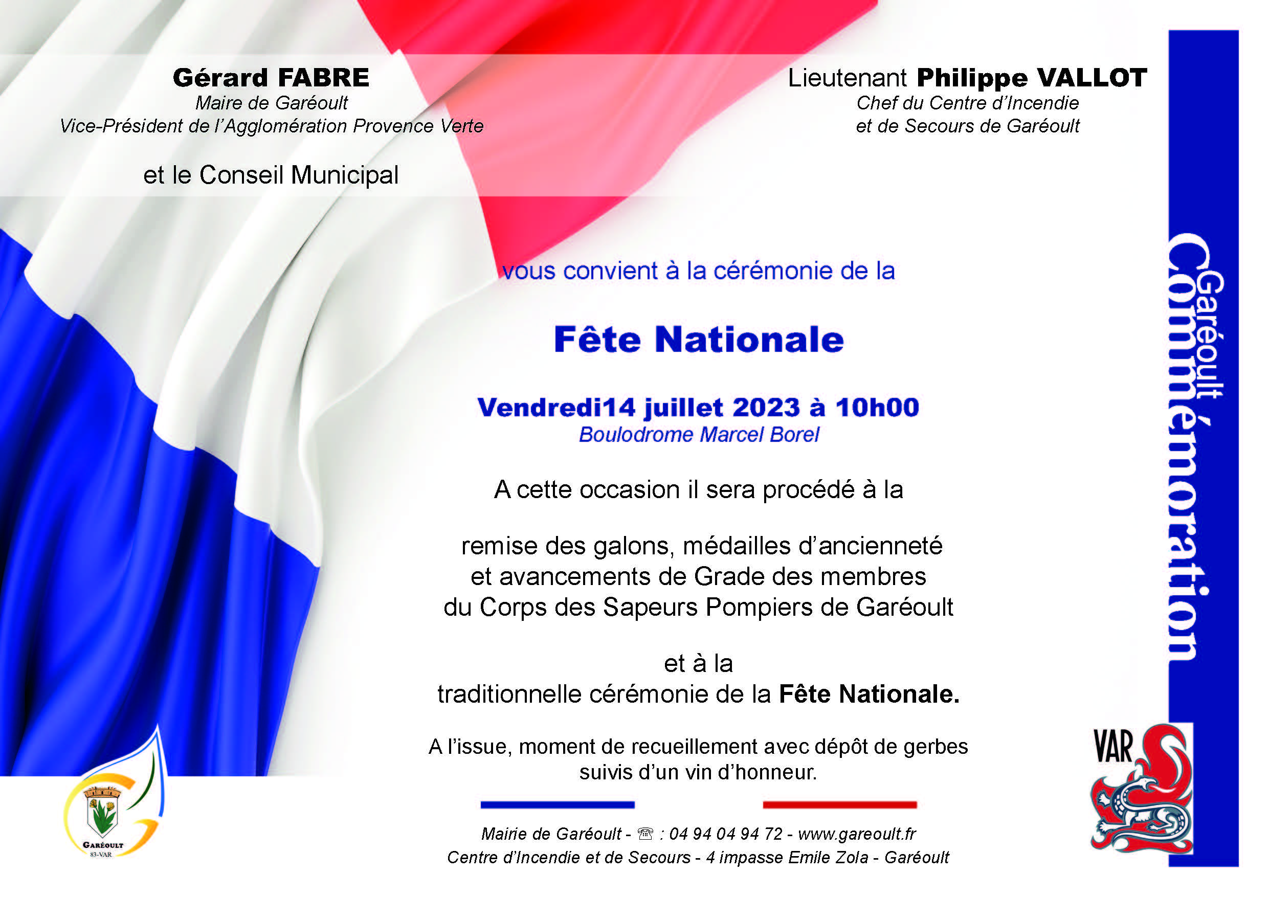 Fete nationale et remise de galons CDIS 14 JUILLET